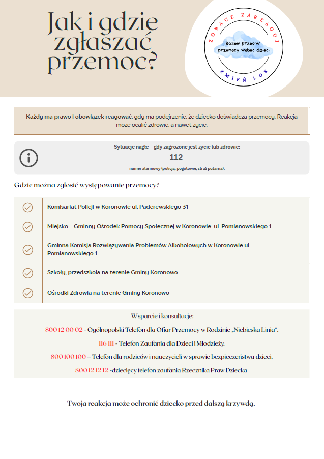 Plakat gdzie zgłaszać przemoc